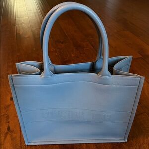 Christian Dior Light Blue Leather Book Tote Medium